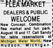 Michigan WaterWorld - Aug 6 1986 Ad For The Park